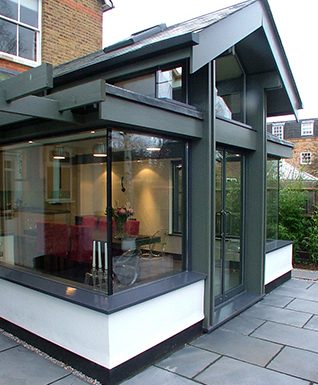 Contemporary single storey extension and internal refurbishment to a large family home.