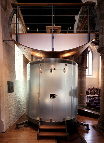 All Saints Church internal view showing one of the installed pods