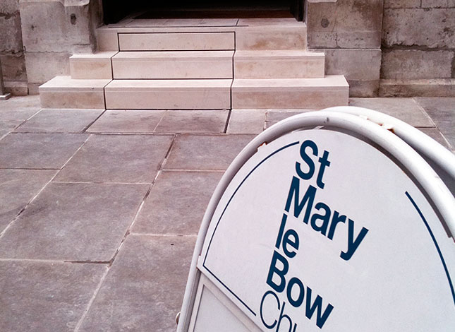 Sesame lift for disabled access at St Marys-Le-Bow, London.