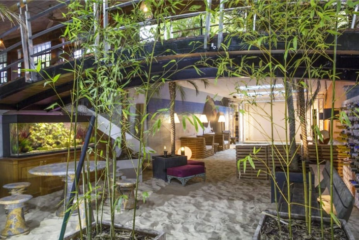 The indoor, heated beach under the Swiss Cottage building which RRA Architects raised to add an extra floor